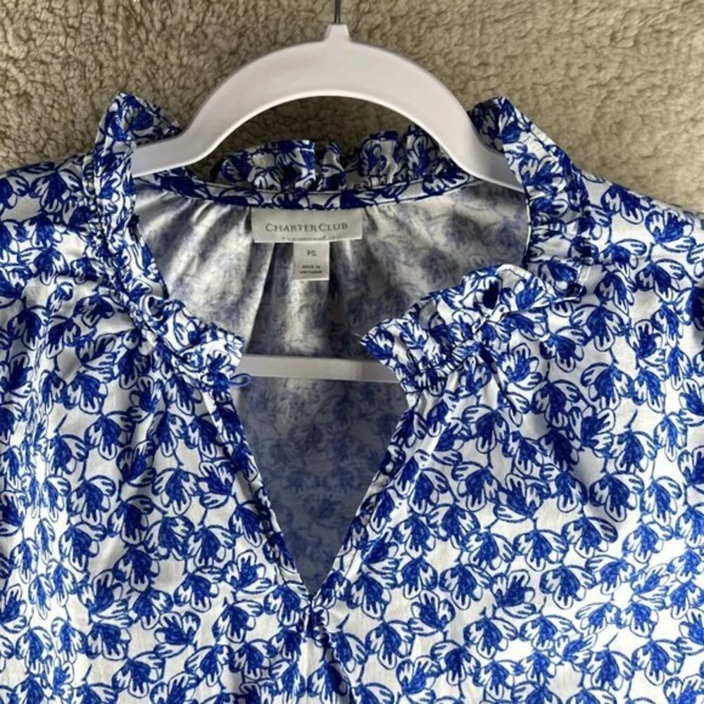 Charter Club Womens Tops Size Petite‎ Small Printed Popover - Picture 3 of 7